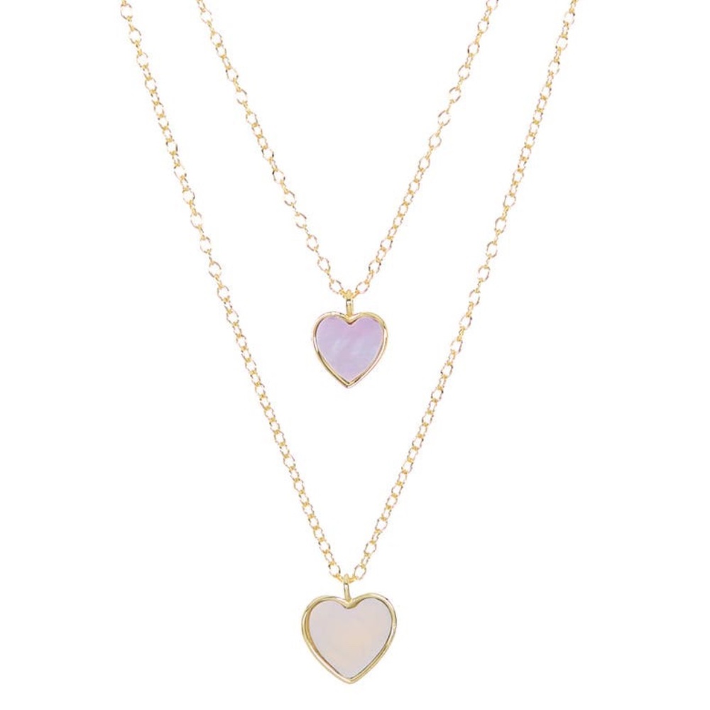 Layered 14K Gold Vermeil Mother of Pearl Heart Necklace ARGENTO VIVO STERLING SI